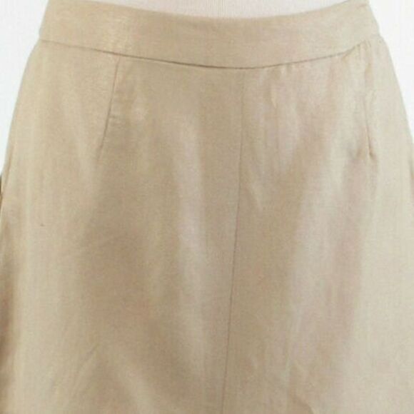 Beige CYNTHIA ROWLEY shimmery A-line skirt size 4 - Picture 2 of 8